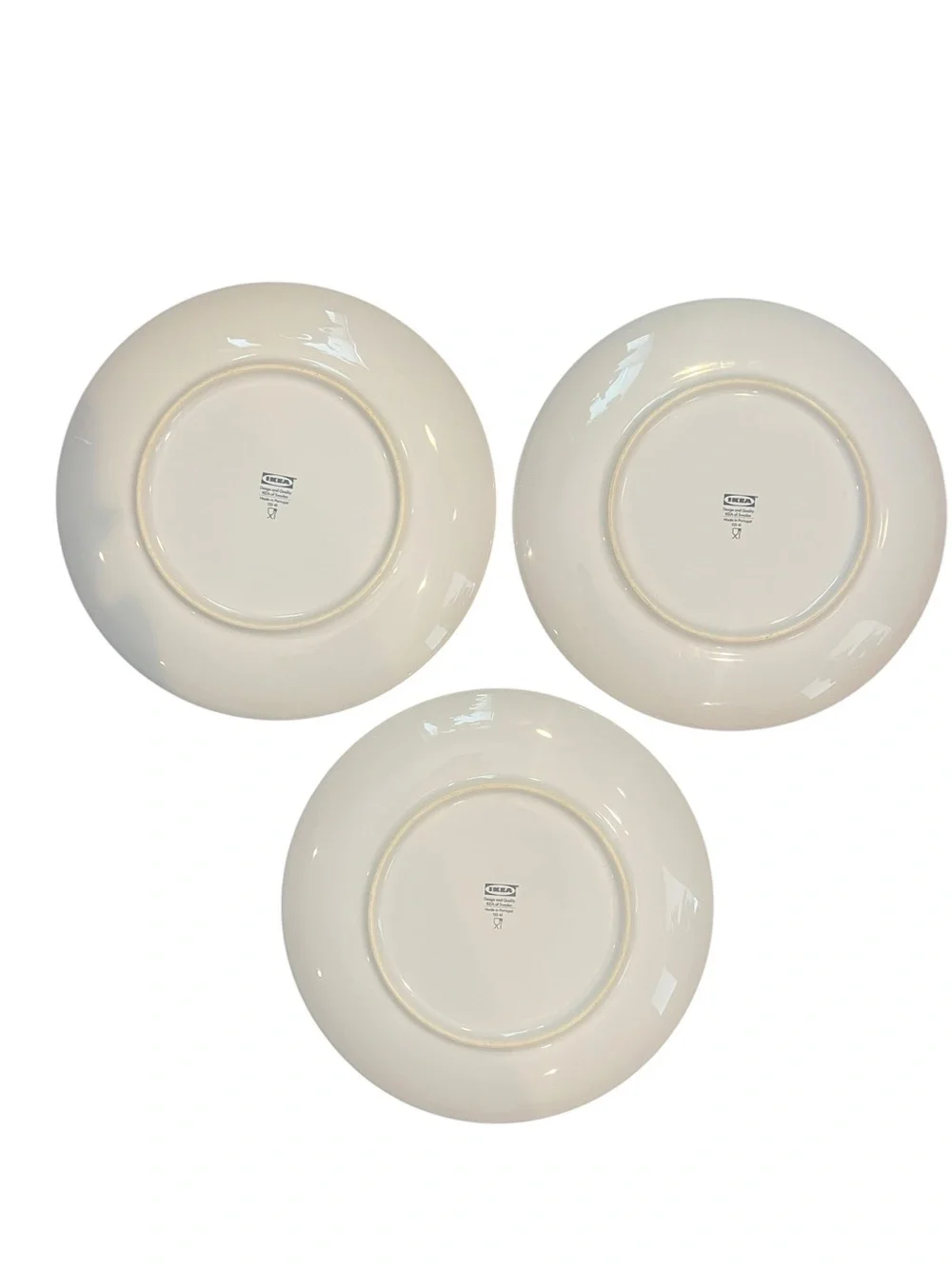 IKEA set of 3 Overens Dinner Plates Leaf Pattern Made in Portugal